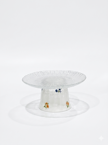 صحن تقديم زجاج بقاعدة cm15*15