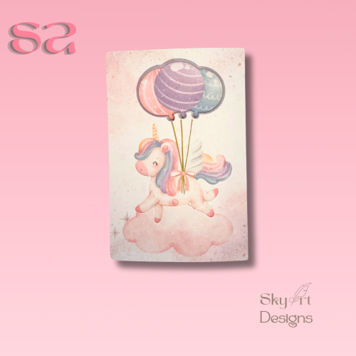 بطاقة يونيكورن البالونات الطائرة (Flying Balloons Unicorn Card) 🦄 - 10 بطاقات