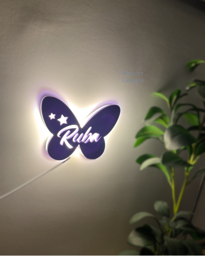 اضاءة جدارية على شكل فراشة باللون البنفسجي Purple Butterfly wall lamp