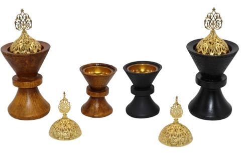 بكج مكون من 4 مباخر فاخرة بغطاء زخرفي ذهبي