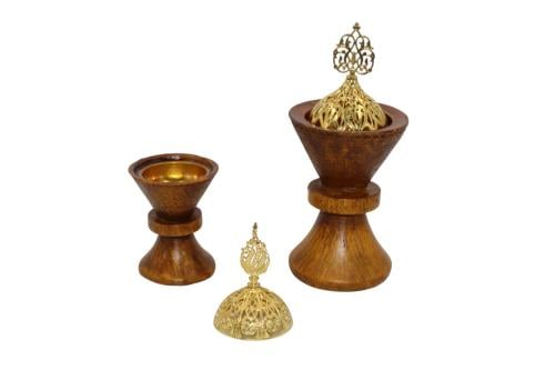 طقم قطعتان مبخرة تراثية فاخرة بغطاء زخرفي ذهبي مع...