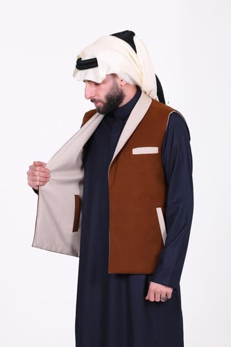 سديري دبل فيس بني غامق مع بيج