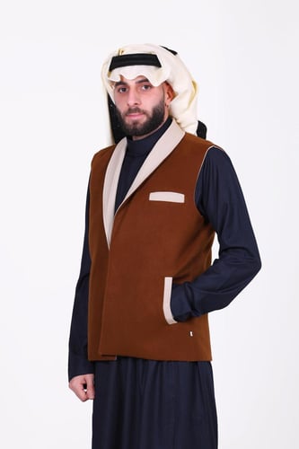 سديري دبل فيس بني غامق مع بيج