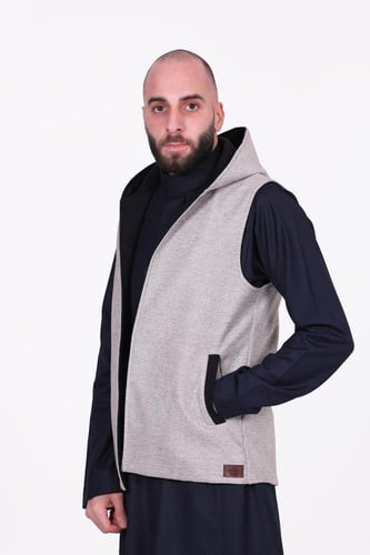 سديري دبل فيس قبوع اسود مع فضي