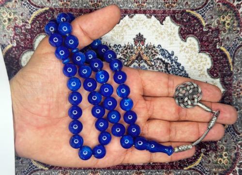 سبحة بكلايت أزرق طربزونة فضة