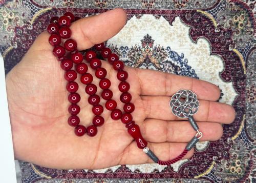 سبحة فاتوران عنابي طربزونة فضة