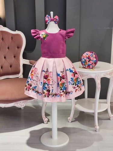 فستان + اكسسوار شعر + شنطه
