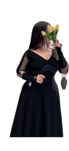 فستان كلوش صدر استرتش وتحت حرير مميز كريب