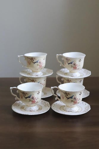 طقم مكون من 6 اكواب لون بيج مشجر فكتوري | Set of 6...