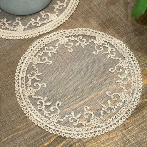 كوستر دانتيل موكا | Lace Coster 14 cm Mocha
