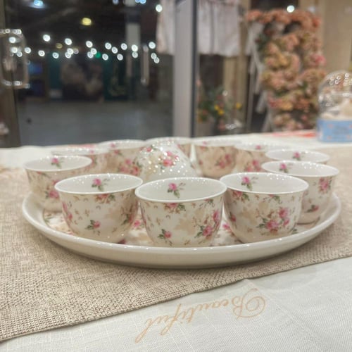 مجموعة عدد 12 فنجان قهوه عربيه مع صينية | Set of T...