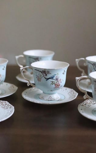 طقم مكون من 6 اكواب لون ازرق مشجر فكتوري | Set of...