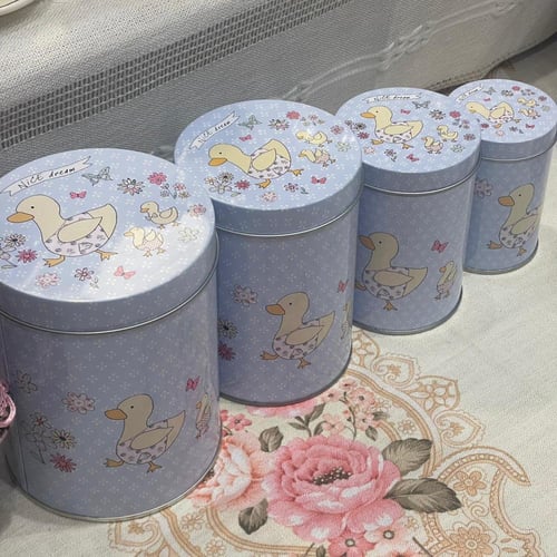 طقم اربع علب دائريه معدنية | Tin Box 4 Pcs Set