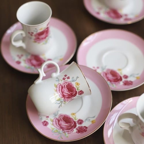 طقم ستكانات الشاي عدد 6 ستكانات و 6 صحون بياله | A...