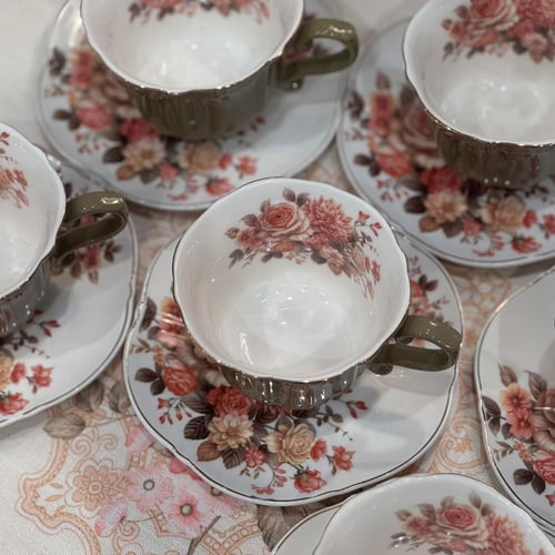 طقم 6 اكواب قهوة تركي لون اخضر زيتي ساده سعة الكوب...