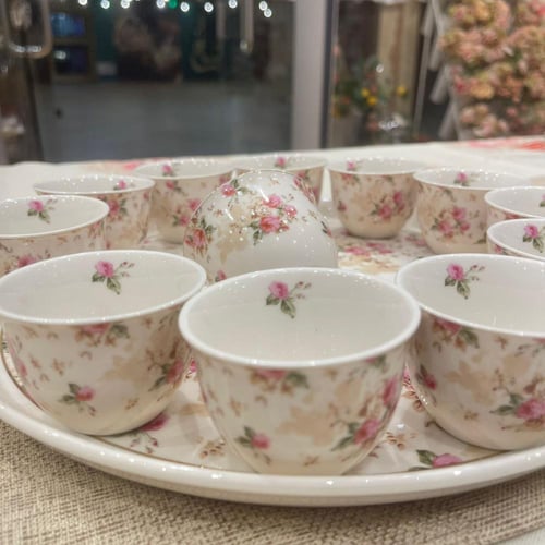 مجموعة عدد 12 فنجان قهوه عربيه مع صينية | Set of T...