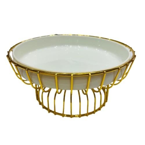 طبق تقديم فواكة سيراميك مع قاعدة ستيل