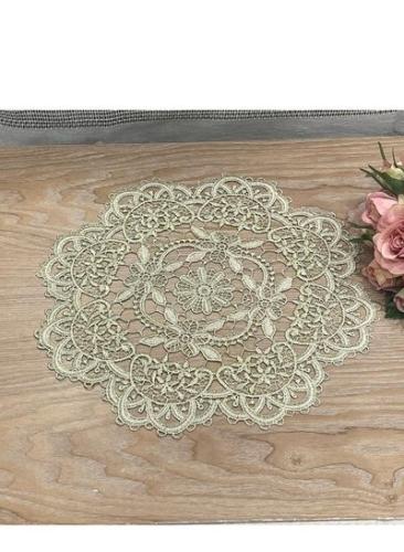 مفرش دانيل ذهبي 39 سم | Round gold lace tablecloth...