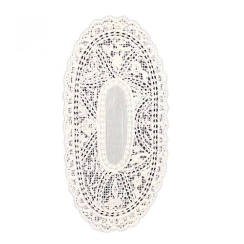 E قاعدة كوب دانتيل قطني لون اوف وايت مقاس 20*10 سم...