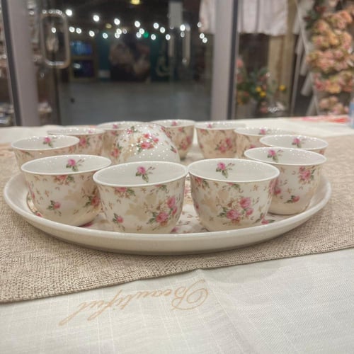 مجموعة عدد 12 فنجان قهوه عربيه مع صينية | Set of T...