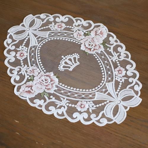 مفرش دانتيل بيضاوي اوف وايت | Lace Oval 20x27 cm O...