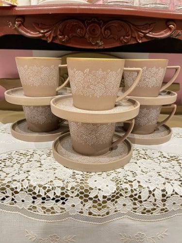 طقم شاي 6 اكواب و 6 صحون | Tea set consisting of 6...
