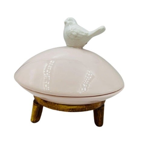Ceramic Pink dish with lid | طبق سيراميك وردي بغطا...