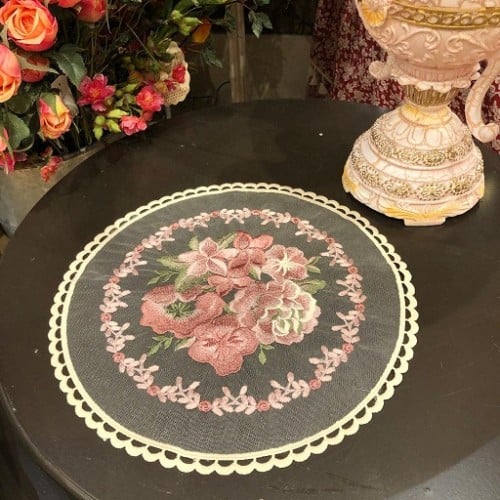 مفرش دانتيل بيج 28 سم | Lace Table Cloth Beige 28...