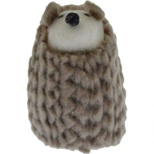 قنفذ رمادي صوف وخشب |Gray hedgehog wool and wood