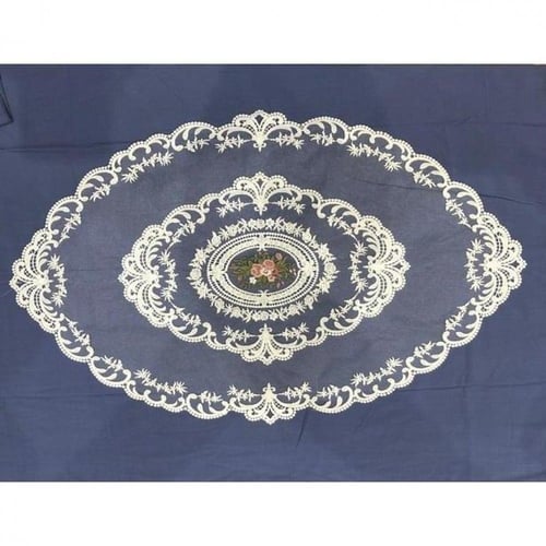 مفرش دانتيل قطني بيضاوي مقاس 70*45 سم لون اوف وايت...