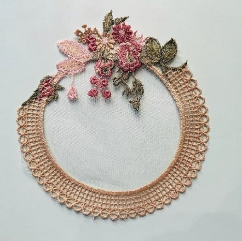 كوستر دانتيل موكا مورد | Lace Coster 12 cm Flowers...