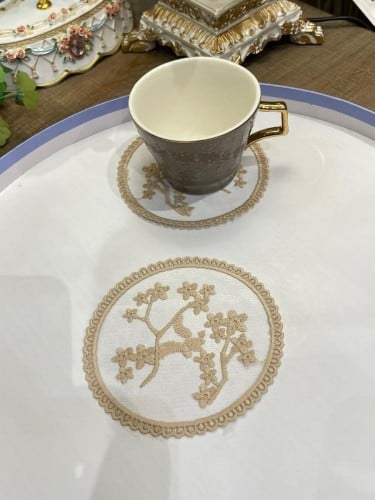 كوستر دانتيل بيج | Lace Coster Size 12 cm Mocha