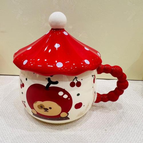 كوب شاي سيراميك سعة 300 مل مع غطاء|Ceramic Tea Mug...