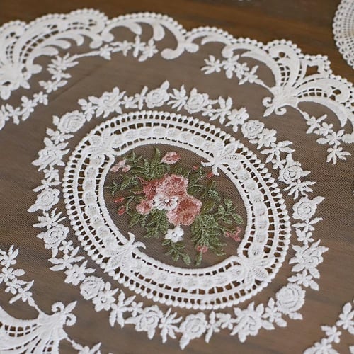 مفرش دانتيل بيضاوي اوف وايت | Lace Oval 30x40 cm O...