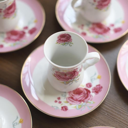 طقم ستكانات الشاي عدد 6 ستكانات و 6 صحون بياله | A...