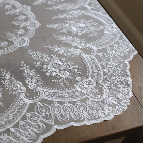 مفرش دانتيل دائري ابيض |Lace Round 150 cm Off Whit...