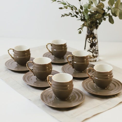 طقم قهوة تركية 6 اكواب و 6 صحون | Turkish coffee s...