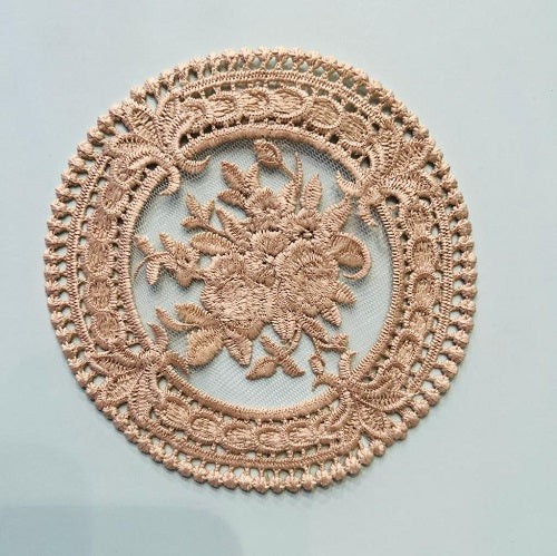 كوستر دانتيل موكا | Lace Coster 12 cm Mocha
