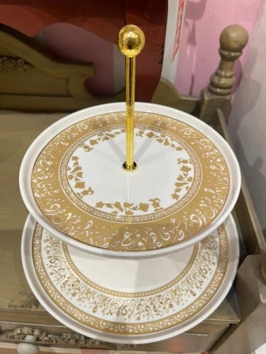 صحن تقديم مكون من طبقتين | Two tiered cake stand