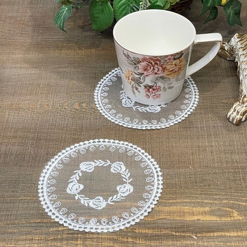 كوستر دانتيل | Lace Coster Size 12 cm Off White