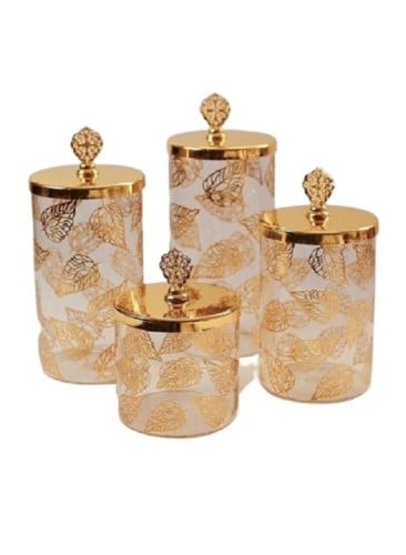 طقم علب حافظات زجاج من 4 قطع | Set of 4 glass Boxs