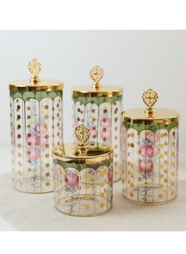 طقم علب حافظات زجاج من 4 قطع | Set of 4 glass Boxs