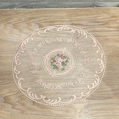 مفرش مائدة دانتيل قطن 28 سم لون وردي | Cotton lace...