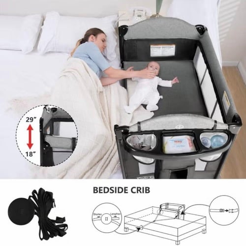 سرير ومحبس متعدد المواصفات 5 في 1 مع طاولة غيار ون...