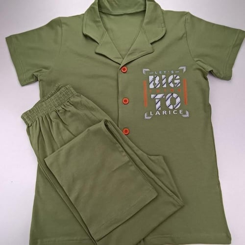 بجامة ولادي صيفي أخضر زيتوني 5-12 سنة