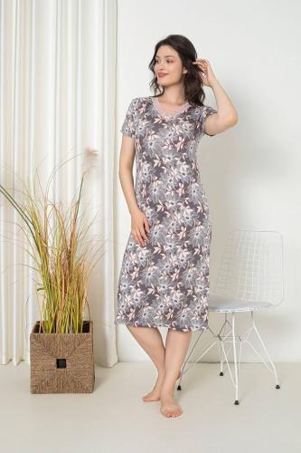 قميص نسائي رمادي زهري بنقشة زهور