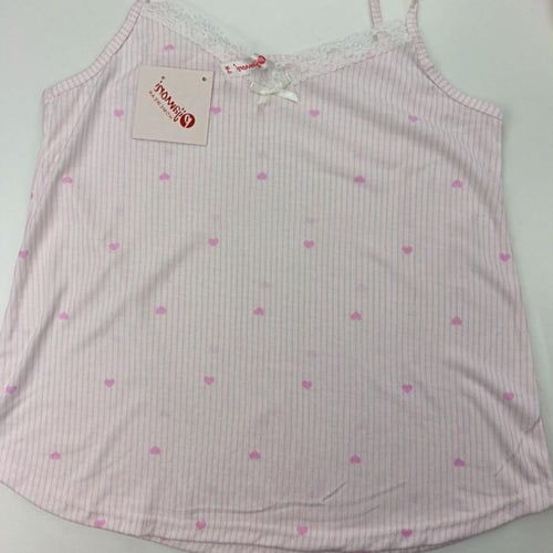 بجامه نسائي قصيرة وردي مقلم بطبعة قلوب