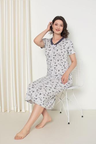 قميص نسائي رمادي بنقشة زهور