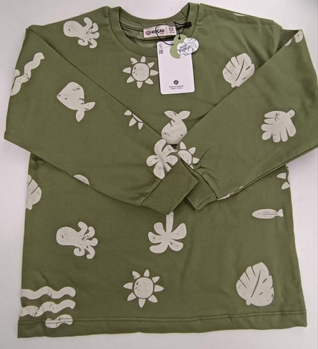 بجامة ولادي خضراء قطن 3-10 سنوات