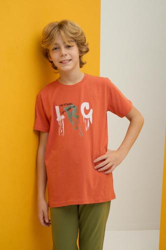 بجامة ولادي صيفي برتقالي فاتح 5-12 سنة